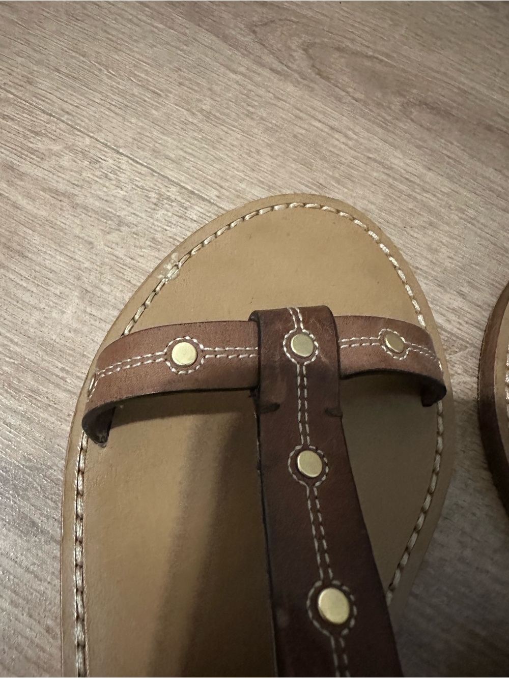 Celine Lympia Gladiator Brown Leather Studded T-Strap Women's Sandals Size 36 - Picture 6 of 6